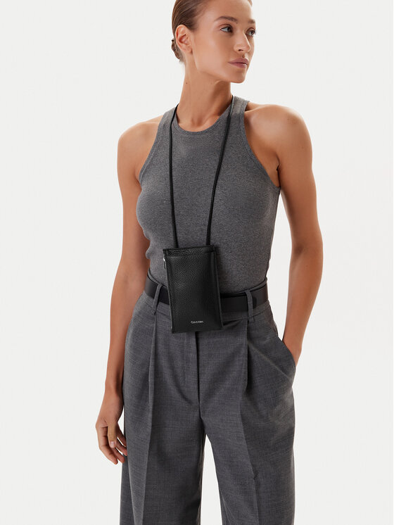 Calvin Klein Τσαντάκι Κινητού Calvin Klein Foil Emboss Phone Crossbody LV04D1037G Μαύρο
