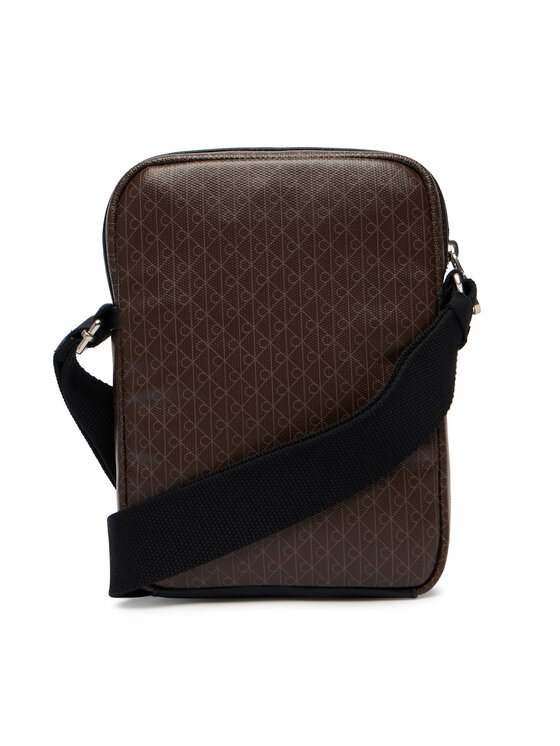 Calvin Klein Torbica za okrog pasu Calvin Klein Emblem Aop Coated Slim Reporter LV04D3334G Rjava