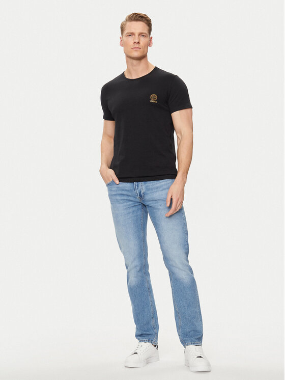 Versace Versace Комплект футболок AU10193 Чорний Slim Fit