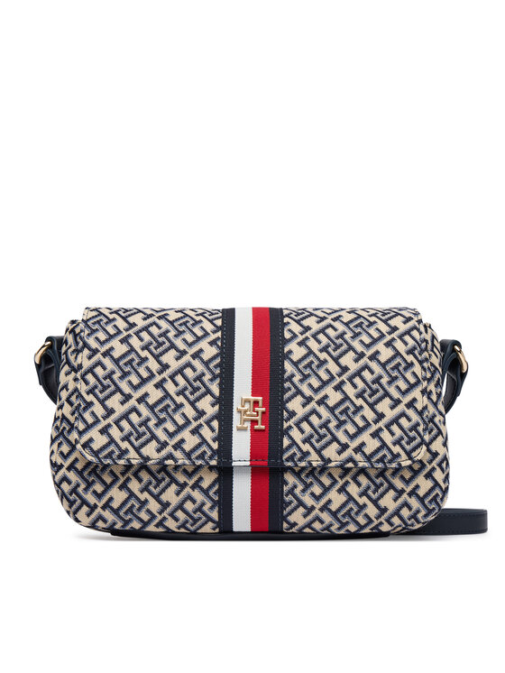 Tommy Hilfiger Ročna torba Tommy Hilfiger Th Jacquard Ess Crossover AW0AW19066 Modra