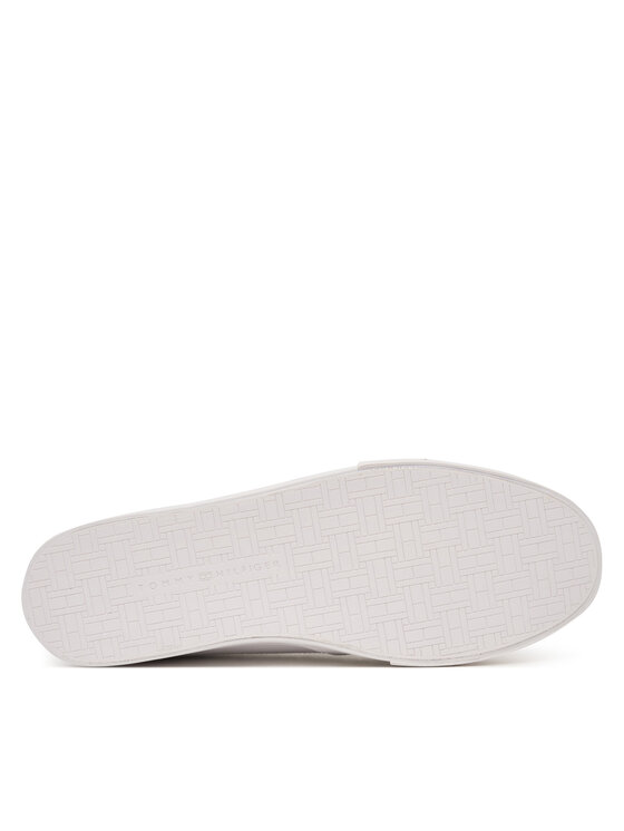 Tommy Hilfiger Sneakersy Tommy Hilfiger Signature Midsole Lace-Up Trainers With Leather FM0FM05814 Biały