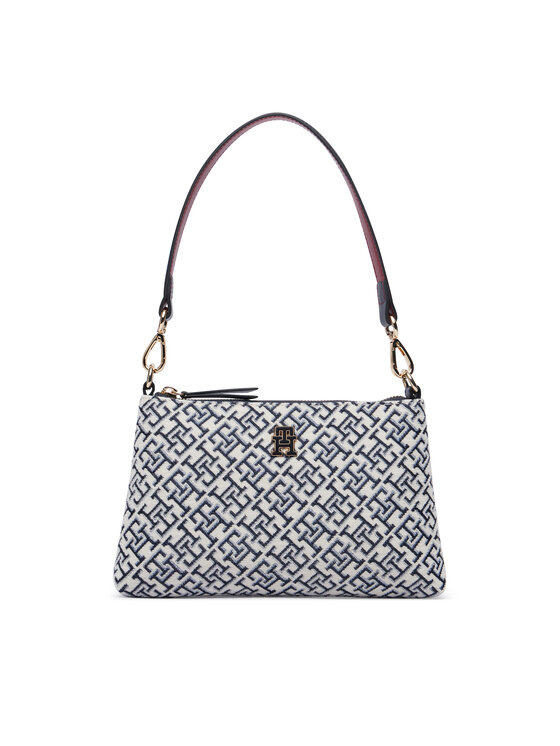 Tommy Hilfiger Дамска чанта Tommy Hilfiger Th Jacquard Mini Shoulder Bag AW0AW19006 Син