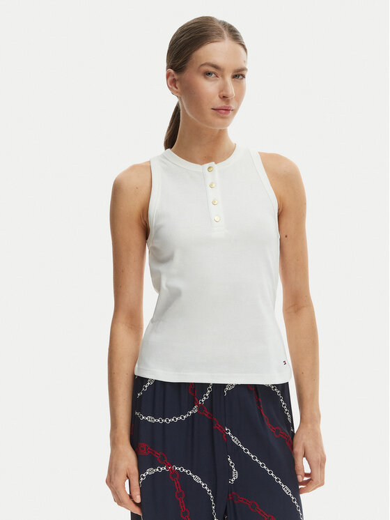 Tommy Hilfiger Tommy Hilfiger Top WW0WW49251 Écru Slim Fit