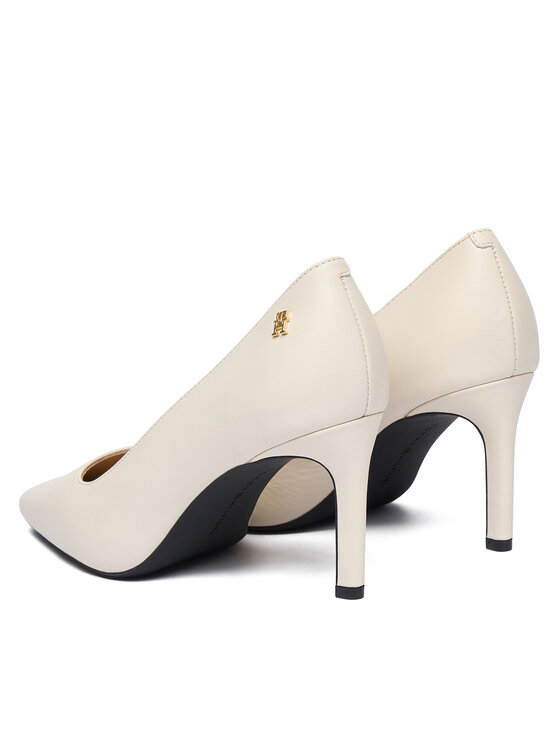 Tommy Hilfiger Laiviņas Tommy Hilfiger Th Logo Lth Pump Slanted Hl FW0FW09008 Écru