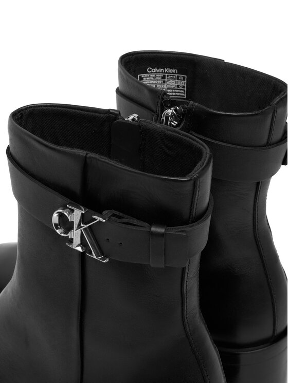 Calvin Klein Μποτάκια Calvin Klein Block Heel Boot W/ Metal Logo HW0HW02591 Μαύρο