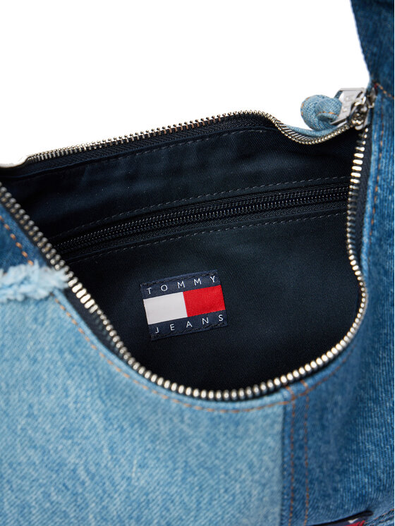 Tommy Jeans Geantă Tommy Jeans Tjw Denim Patchwork Shoulder Bag AW0AW18471 Albastru