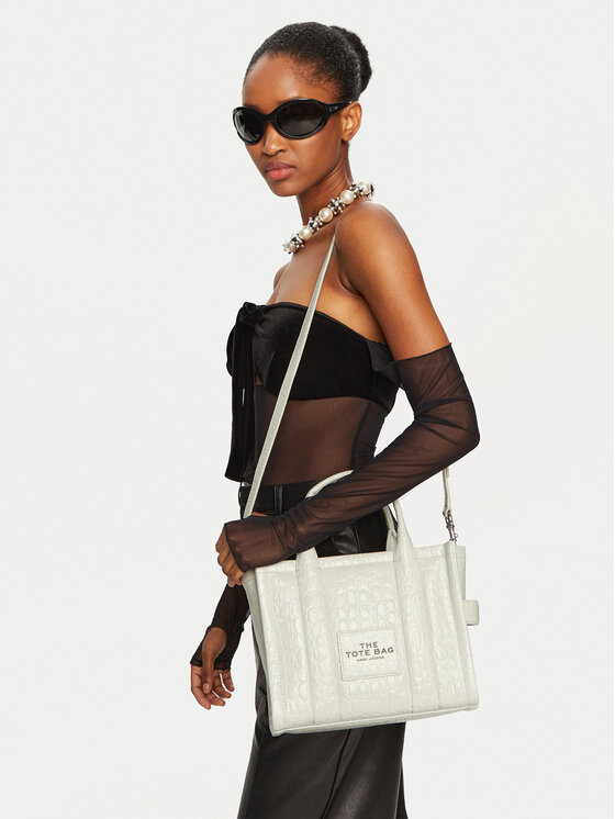Marc Jacobs Kabelka Marc Jacobs The Croc Embossed Tote Bag H022L01RE22 Écru