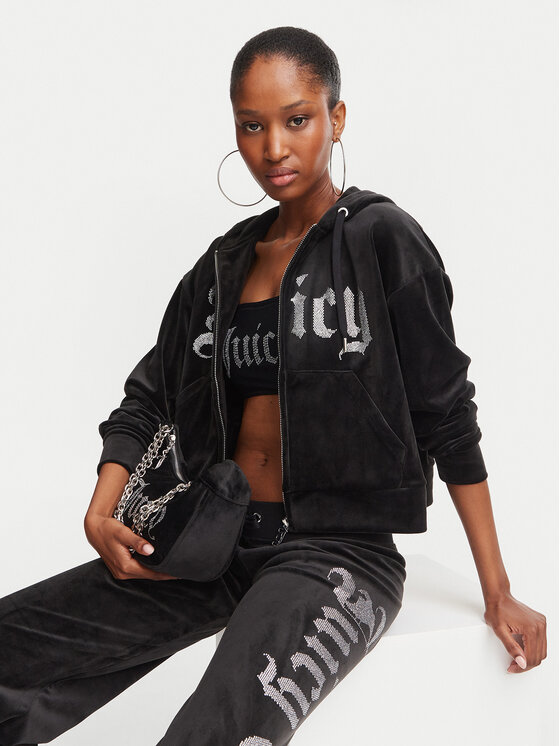 Juicy Couture Juicy Couture Donji dio trenerke Old Gothic JCWBJ226334 Crna Regular Fit