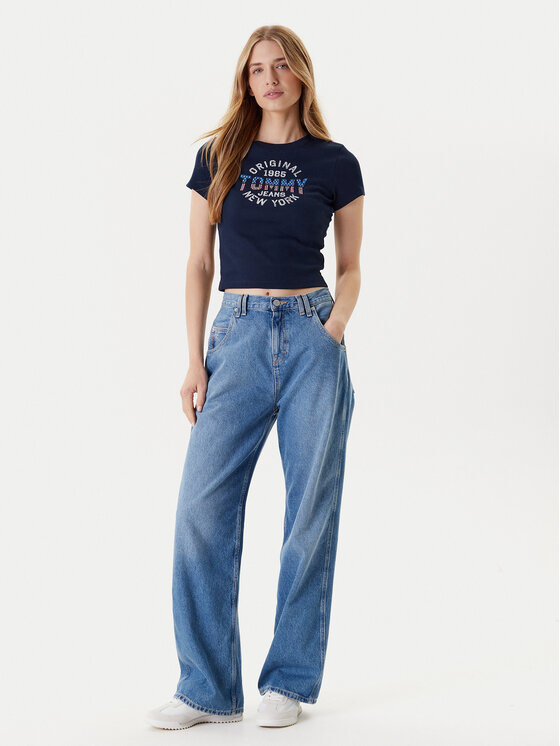 Tommy Jeans Tommy Jeans Majica DW0DW21421 Mornarsko modra Slim Fit