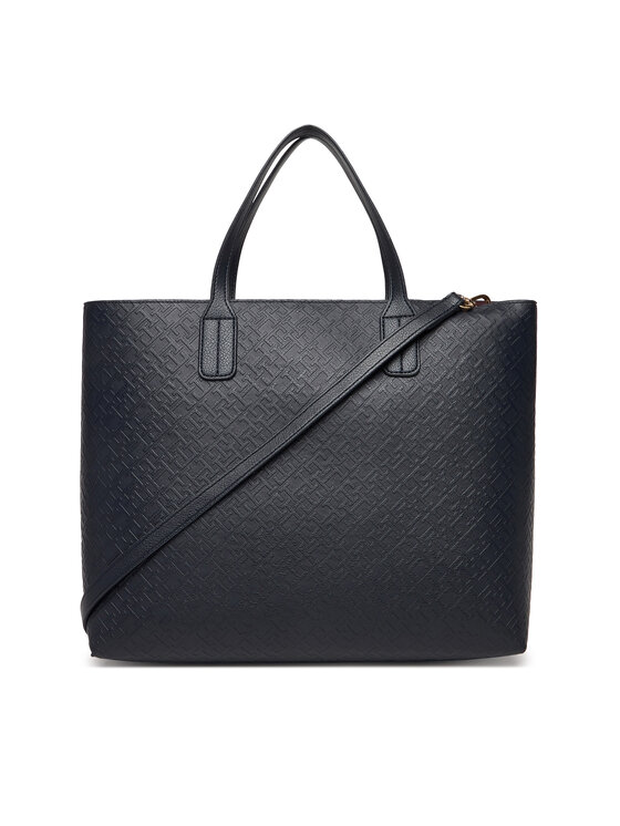 Tommy Hilfiger Torbica Tommy Hilfiger Th Icon Satchel Mono AW0AW18123 Tamnoplava