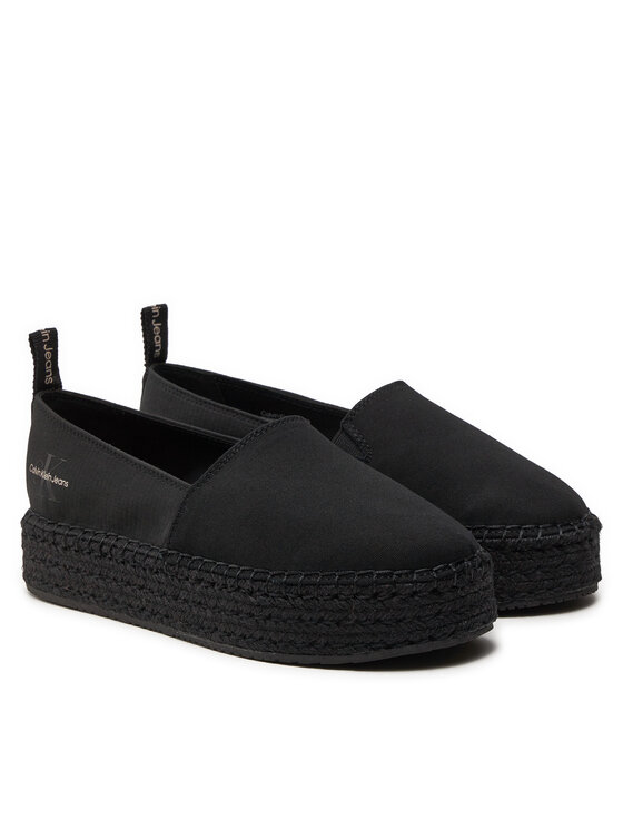 Calvin Klein Jeans Espadrilky Calvin Klein Jeans Platform Espadrille Mix Ml Mtl YW0YW01622 Čierna