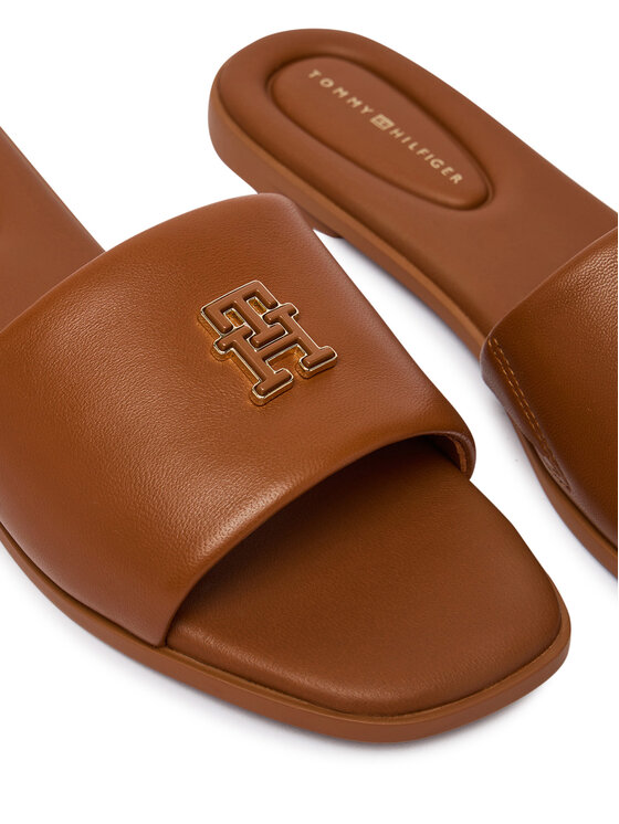 Tommy Hilfiger Iešļūcenes Tommy Hilfiger Th Logo Hardware Leather Mule FW0FW09292 Brūns
