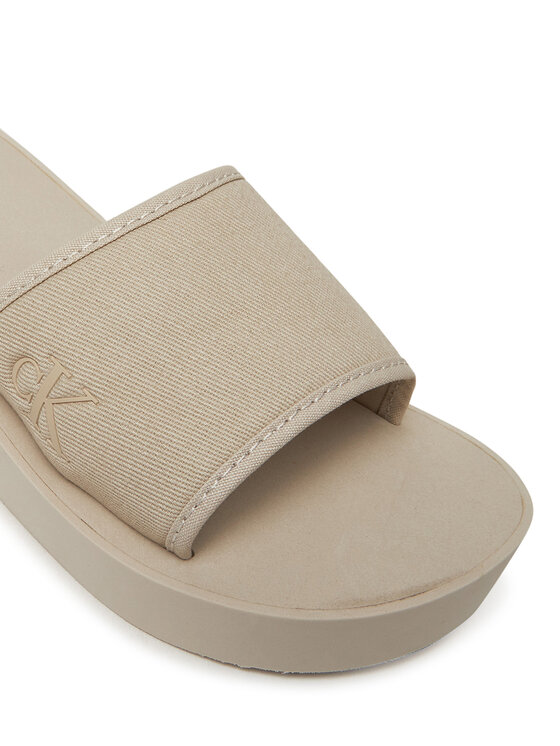 Calvin Klein Jeans Šlepetės Calvin Klein Jeans Beach Wedge Slide Canvas YW0YW01725 Smėlio