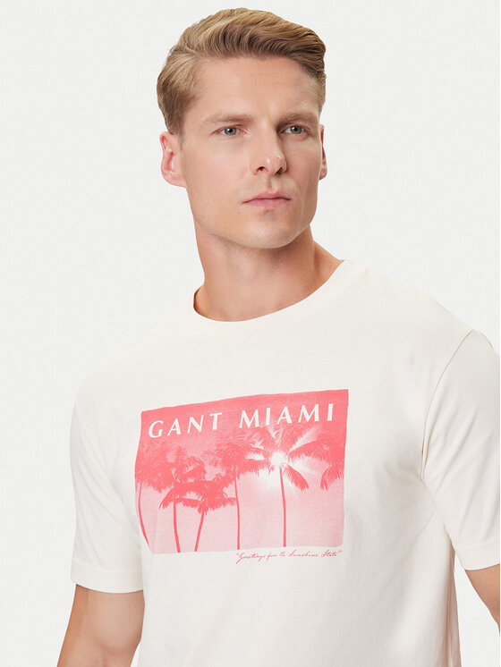 Gant Gant Camiseta 2003342 Écru Regular Fit