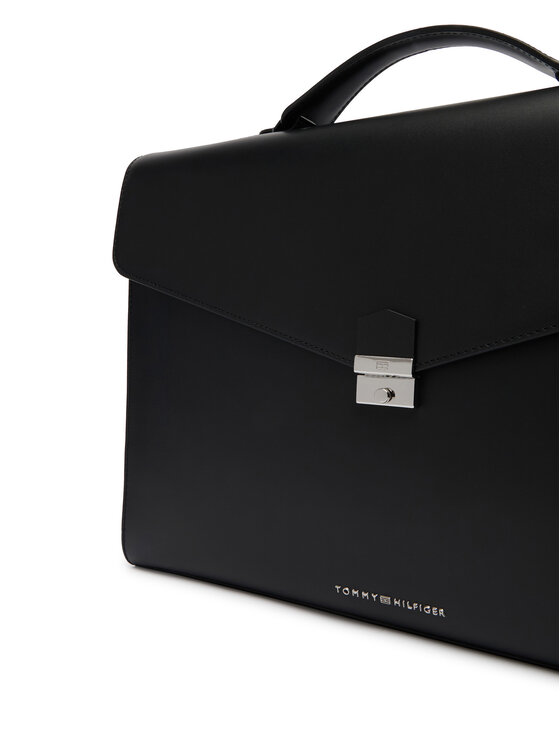 Tommy Hilfiger Aktovka Tommy Hilfiger Th Business Leather Computer Bag AM0AM14163 Crna