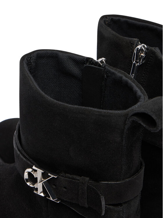 Calvin Klein Īsie zābaki Calvin Klein Ankle Boot W/ Metal Logo Sue HW0HW02664 Melns