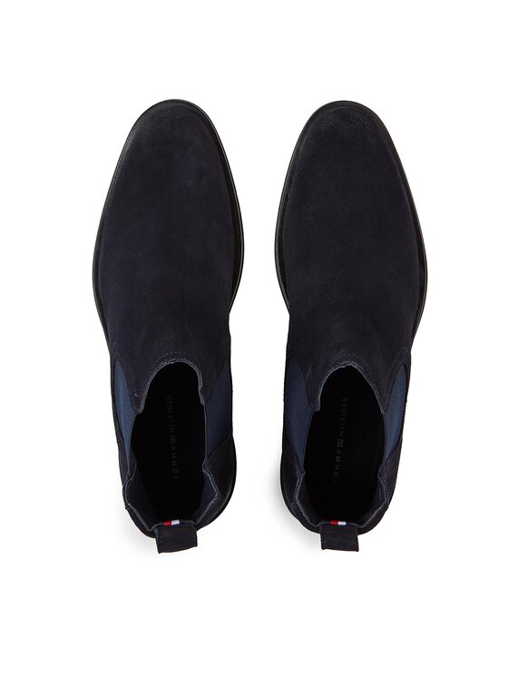 Tommy Hilfiger Členková obuv s elastickým prvkom Tommy Hilfiger Core Rwb Hilfiger Suede Chelsea FM0FM04757 Modrá