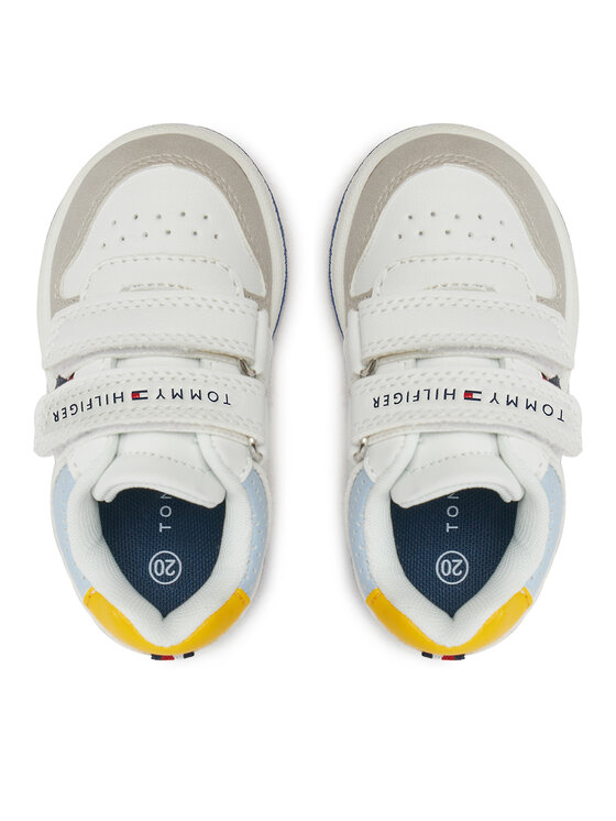 Tommy Hilfiger Snīkeri Tommy Hilfiger Flag Low Cut Velcro Sneaker T1X9-33844-1269 M Balts