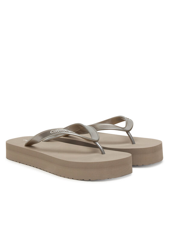 Calvin Klein Šlepetės per pirštą Calvin Klein Flatform Flip Flop Met Tpu HW0HW03120 Auksinė
