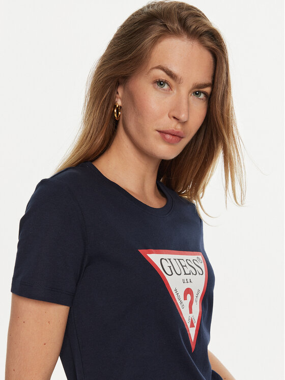 Guess Guess Футболка W1YI1B I3Z14 Cиній Regular Fit