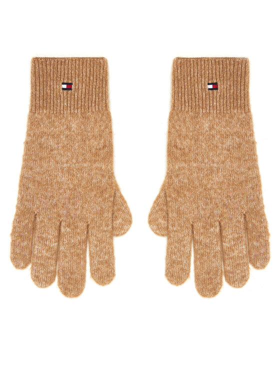 Tommy Hilfiger Dámske rukavice Tommy Hilfiger Flag Fluffy AW0AW17797 Béžová