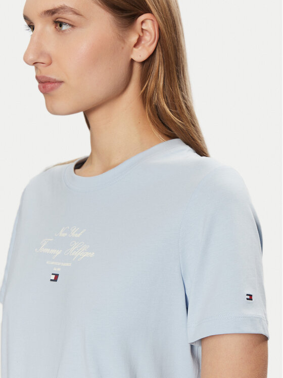 Tommy Hilfiger Tommy Hilfiger Majica WW0WW43895 Svetlo modra Regular Fit