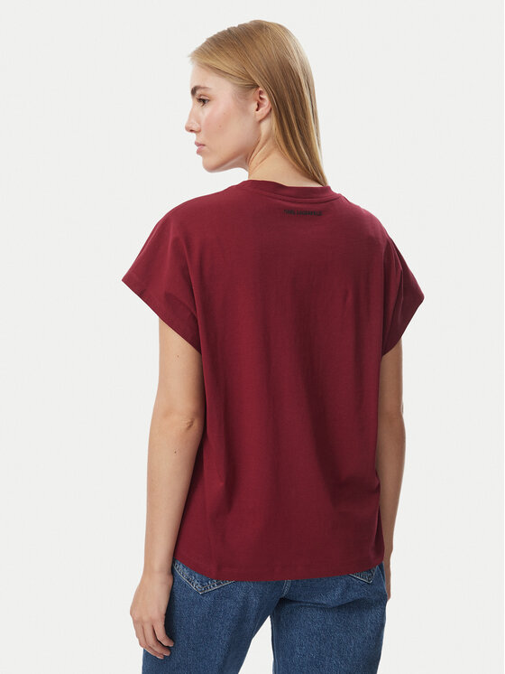 KARL LAGERFELD KARL LAGERFELD Camiseta Rhinestone B4W17048 Rojo oscuro Relaxed Fit