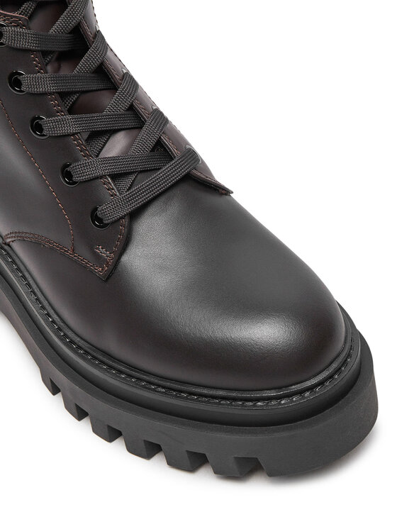 Calvin Klein Jeans Členková obuv s elastickým prvkom Calvin Klein Jeans Flatform Lace Up Boot Mg Lth YW0YW01544 Hnedá