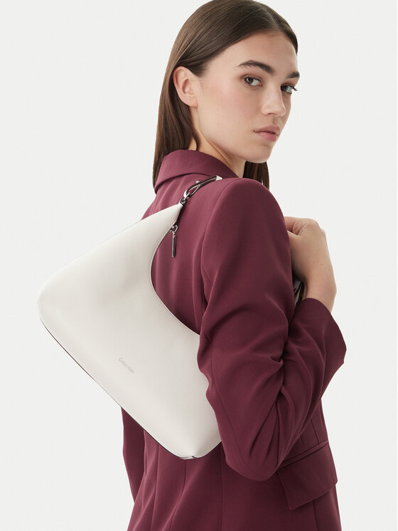 Calvin Klein Ročna torba Calvin Klein Foil Logo Conv Shou?Lder Bag LV04F3272G Bela