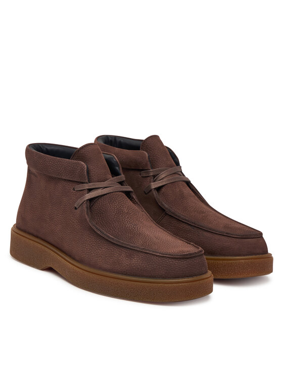 Calvin Klein Bakancs Calvin Klein Text Rubber Apron Boot Nu HM0HM02256 Barna