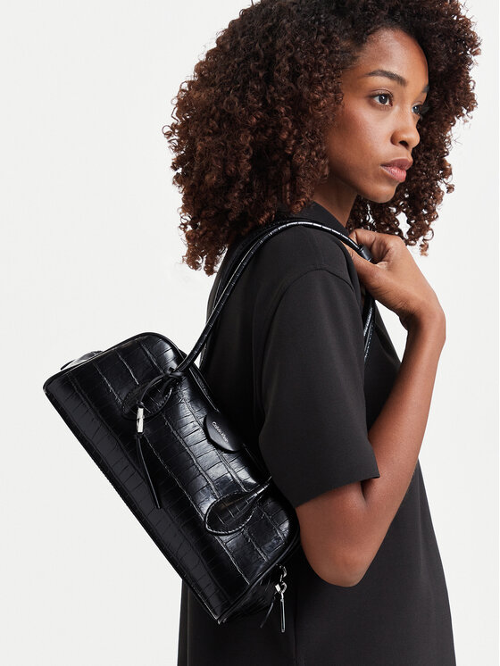 Calvin Klein Torebka Calvin Klein Emblem Trio Croco Shoulder Bag LV04F3780G Czarny