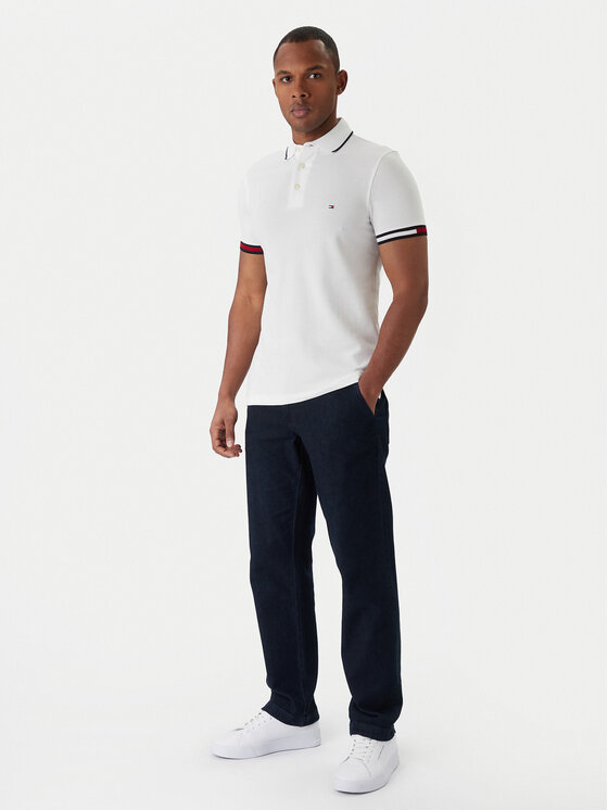 Tommy Hilfiger Tommy Hilfiger Polo Flag Cuff MW0MW38458 Λευκό Slim Fit
