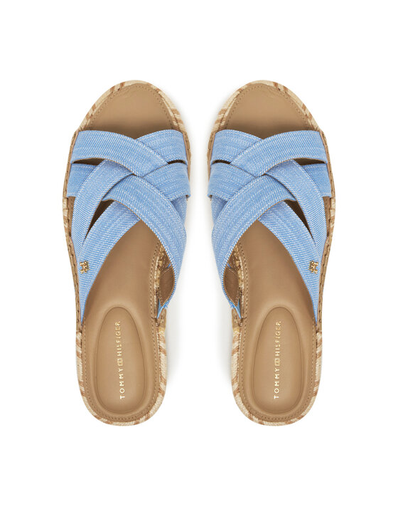 Tommy Hilfiger Espadrilles Tommy Hilfiger Chambray Espadrille Mule FW0FW08501 Kék