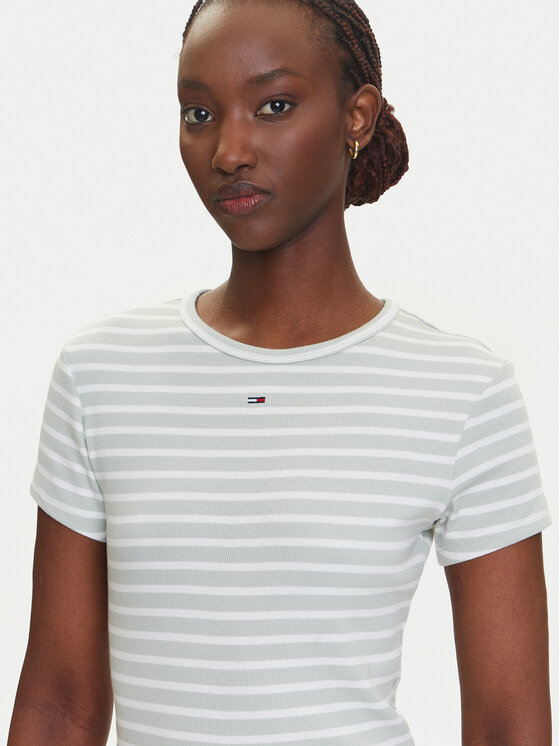 Tommy Jeans Tommy Jeans T-shirt Essential DW0DW17383 Zelena Slim Fit