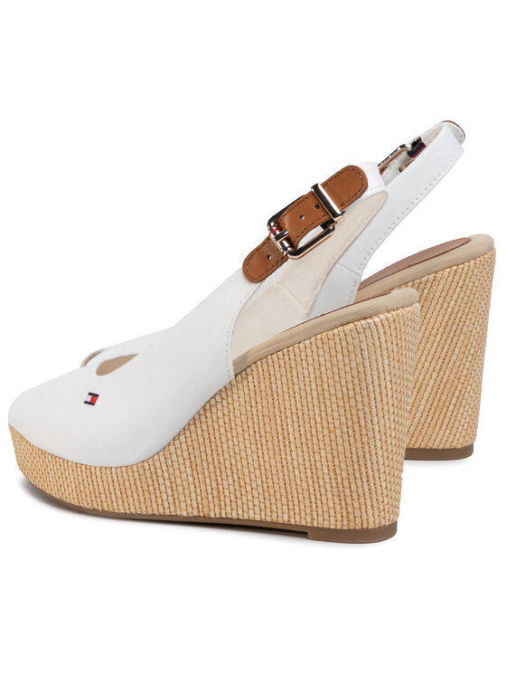 Tommy Hilfiger Espadrilky Tommy Hilfiger Iconic Elena Sling Back Wedge FW0FW04789 Écru