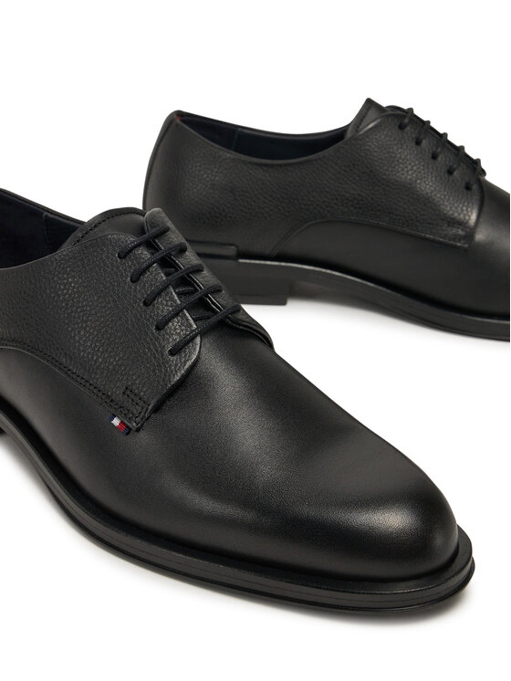 Tommy Hilfiger Polobotky Tommy Hilfiger Core Hilfiger Leather Shoe FM0FM05375 Černá
