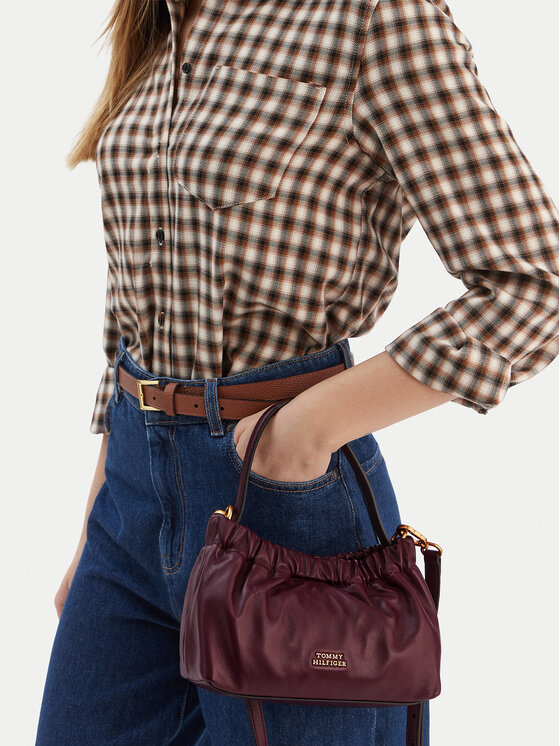 Tommy Hilfiger Borsetta Tommy Hilfiger Soft Leather Mini Crossover AW0AW18306 Bordeaux