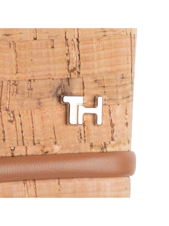 Tommy Hilfiger Sandále Tommy Hilfiger Corporate Leather Wadge Sandal FW0FW04734 Hnedá
