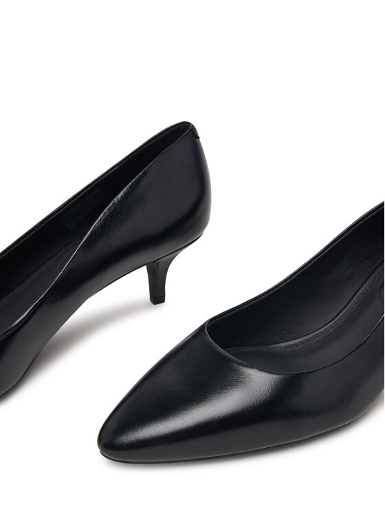 Tommy Hilfiger Обувки на ток Tommy Hilfiger Kitten Heel Court Leather Shoe FW0FW09526 Черен