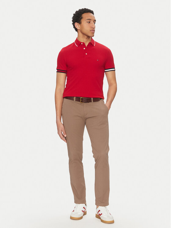 Tommy Hilfiger Tommy Hilfiger Polo majica Flag Cuff MW0MW38458 Rdeča Slim Fit
