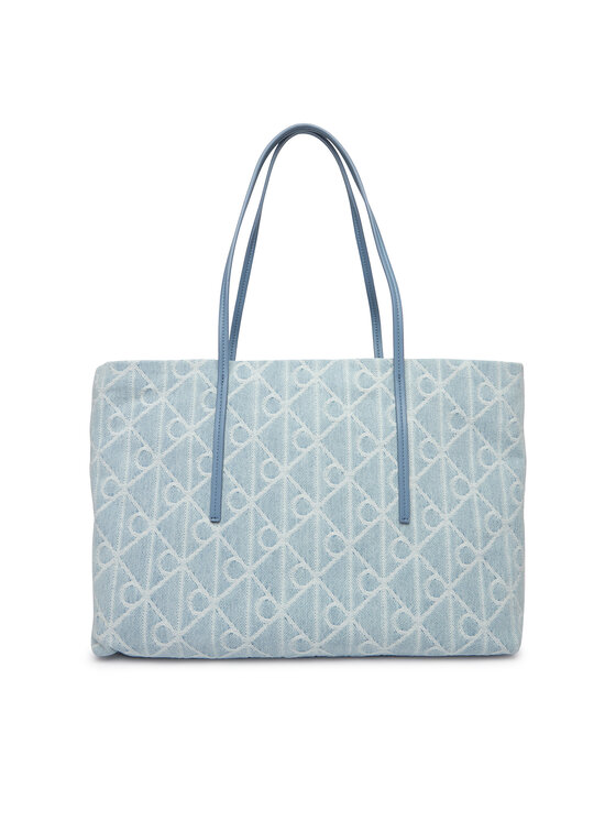 Calvin Klein Geantă Calvin Klein Emblem Aop Denim Tote W/ Pouch LV04F3428G Albastru