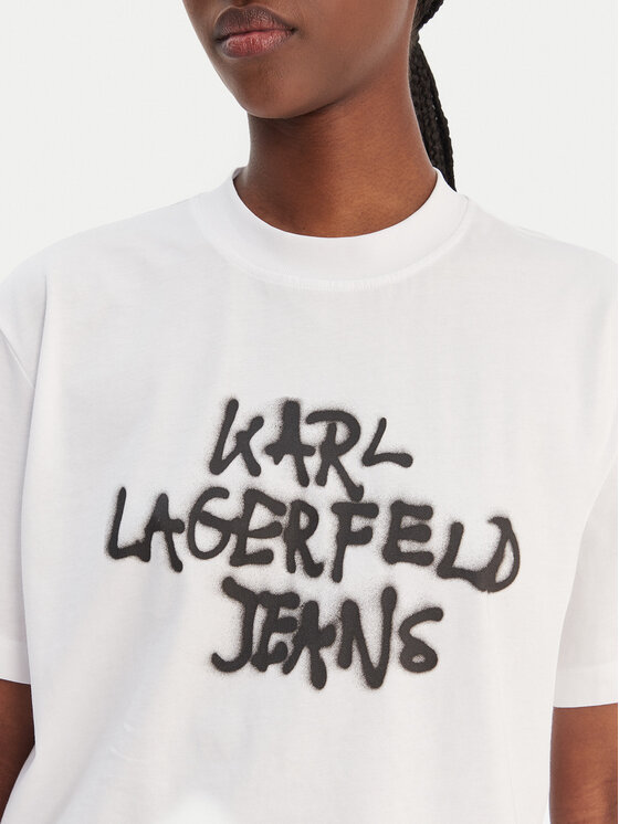 Karl Lagerfeld Jeans Karl Lagerfeld Jeans Majica B1W17054 Bela Relaxed Fit