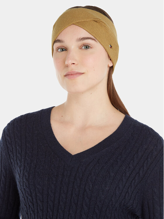 Tommy Hilfiger Κορδέλα μαλλιών Tommy Hilfiger Essential Flag Headband AW0AW15312 Μπεζ