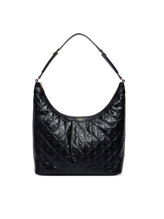 Calvin Klein Geantă Calvin Klein Emblem Aop Debossed Medium Shbag LV04F3875G Negru