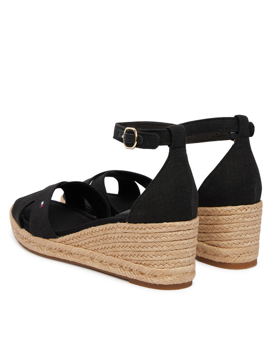 Tommy Hilfiger Espadrilky Tommy Hilfiger Mid Wedge Espad X Cross FW0FW09332 Čierna