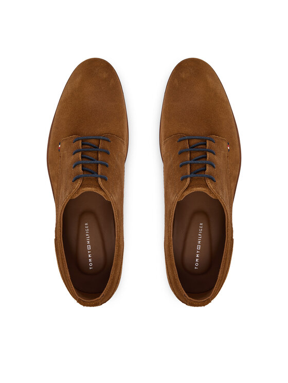 Tommy Hilfiger Polobotky Tommy Hilfiger Hilfiger Suede Dress Shoe FM0FM05776 Hnědá