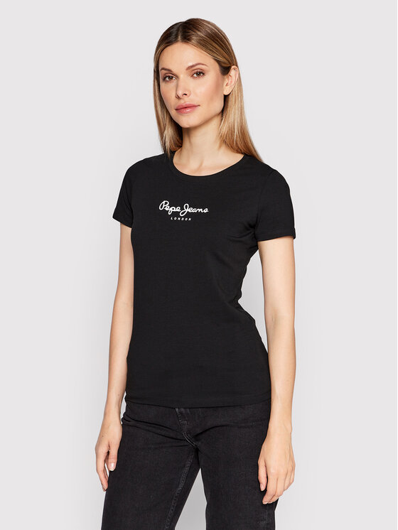 Pepe Jeans Pepe Jeans Футболка New Virginia PL505202 Чорний Slim Fit
