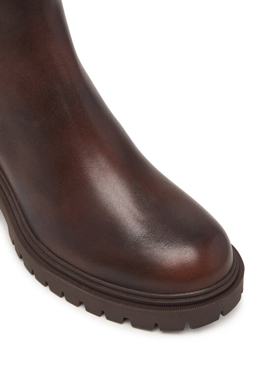 Tommy Hilfiger Боти Tommy Hilfiger Block Heel Buckled Chelsea Boot FW0FW09577 Тъмнокафяв