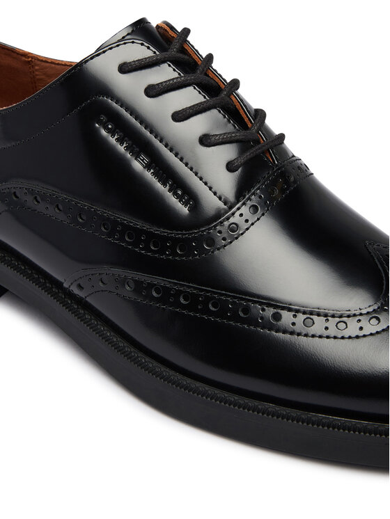 Tommy Hilfiger Zapatos hasta el tobillo Tommy Hilfiger Lth Abrasivato Brogue Shoe FM0FM06078 Negro