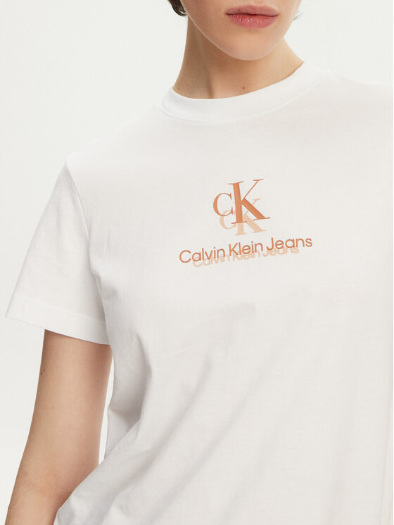 Calvin Klein Jeans Calvin Klein Jeans Marškinėliai Shadow Graphic J20J225545 Balta Regular Fit